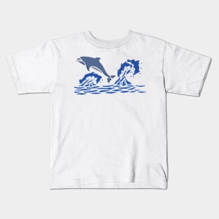 Sea Waves With Dolphin Kids T-Shirt